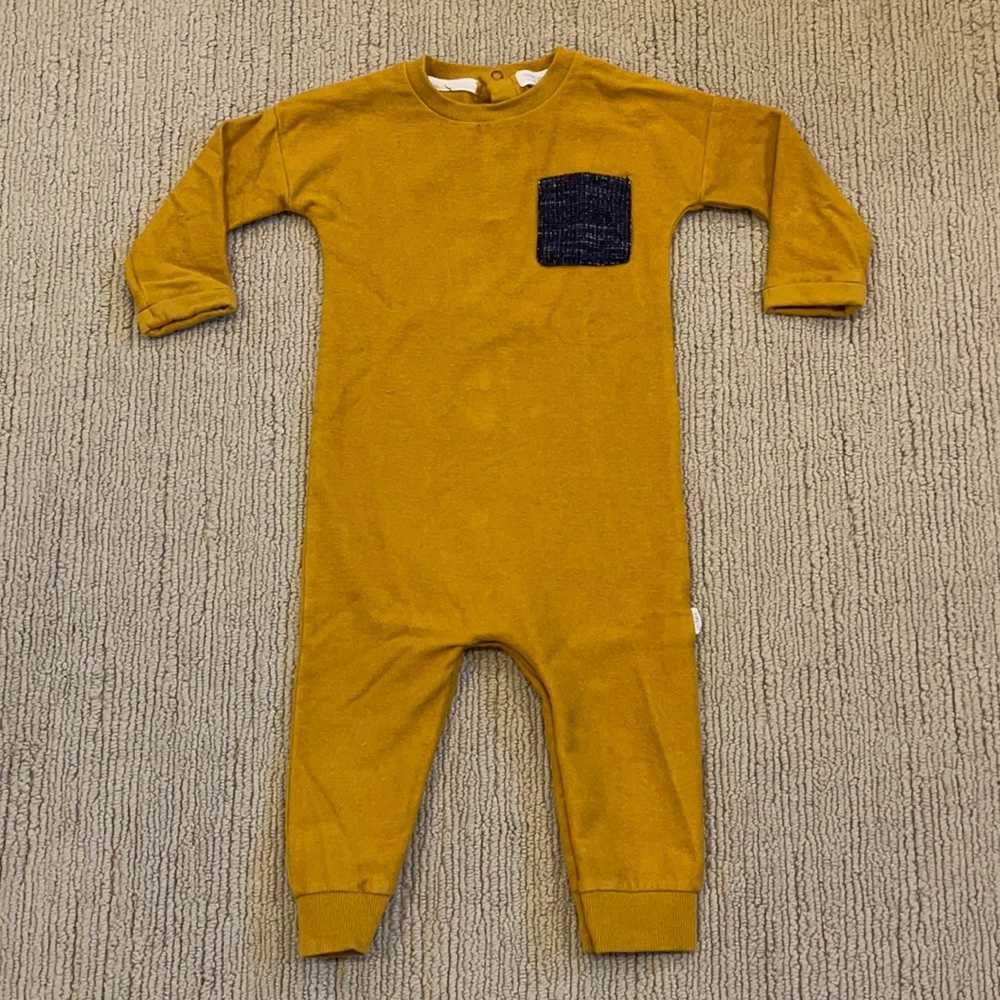 Miles Baby Long Sleeve Terry Pocket Romper
